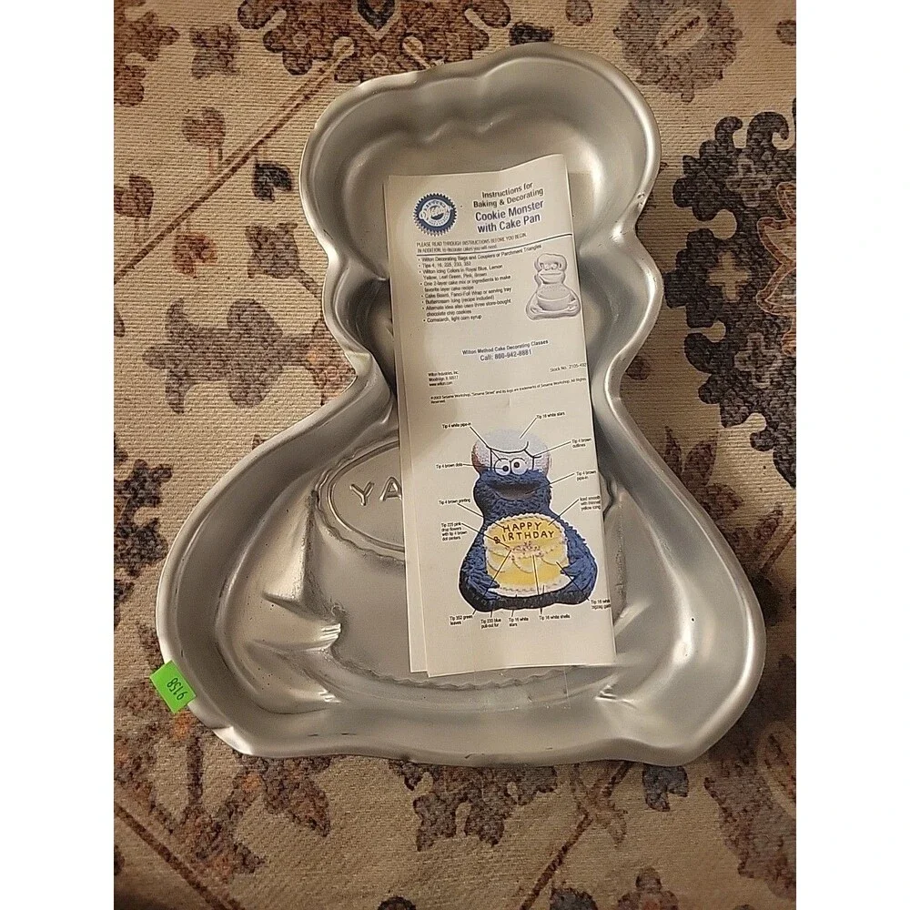 Lot - 4 Vtg Wilton Cake Pans Big Bird Elmo Cookie Monster Sesame Street Cartoon